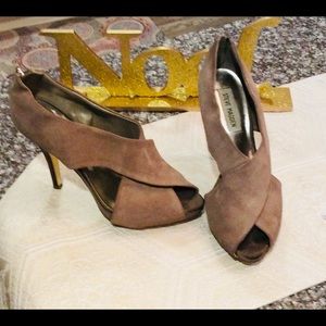Brown suede pumps